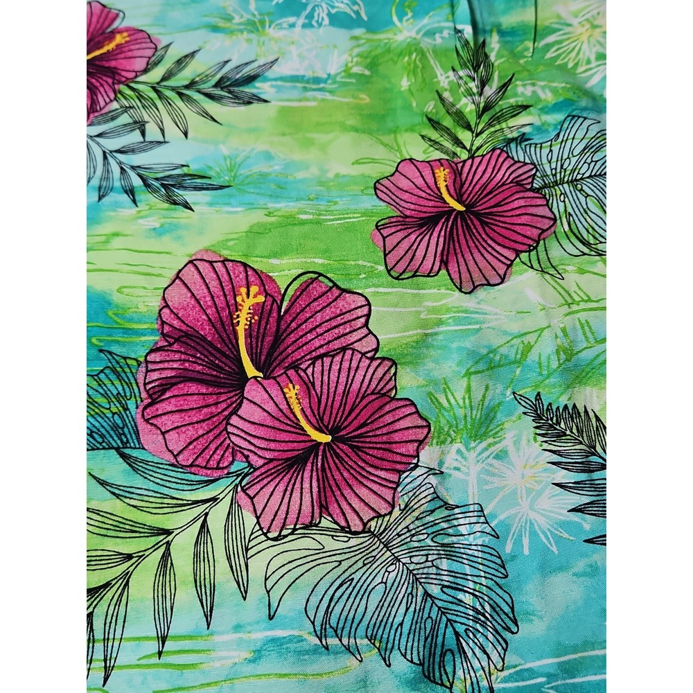Tommy Bahama Veracruz Cay Hawaiian Shirt Hibiscus Floral Lime/Wine Resortwear M - Picture 12 of 12